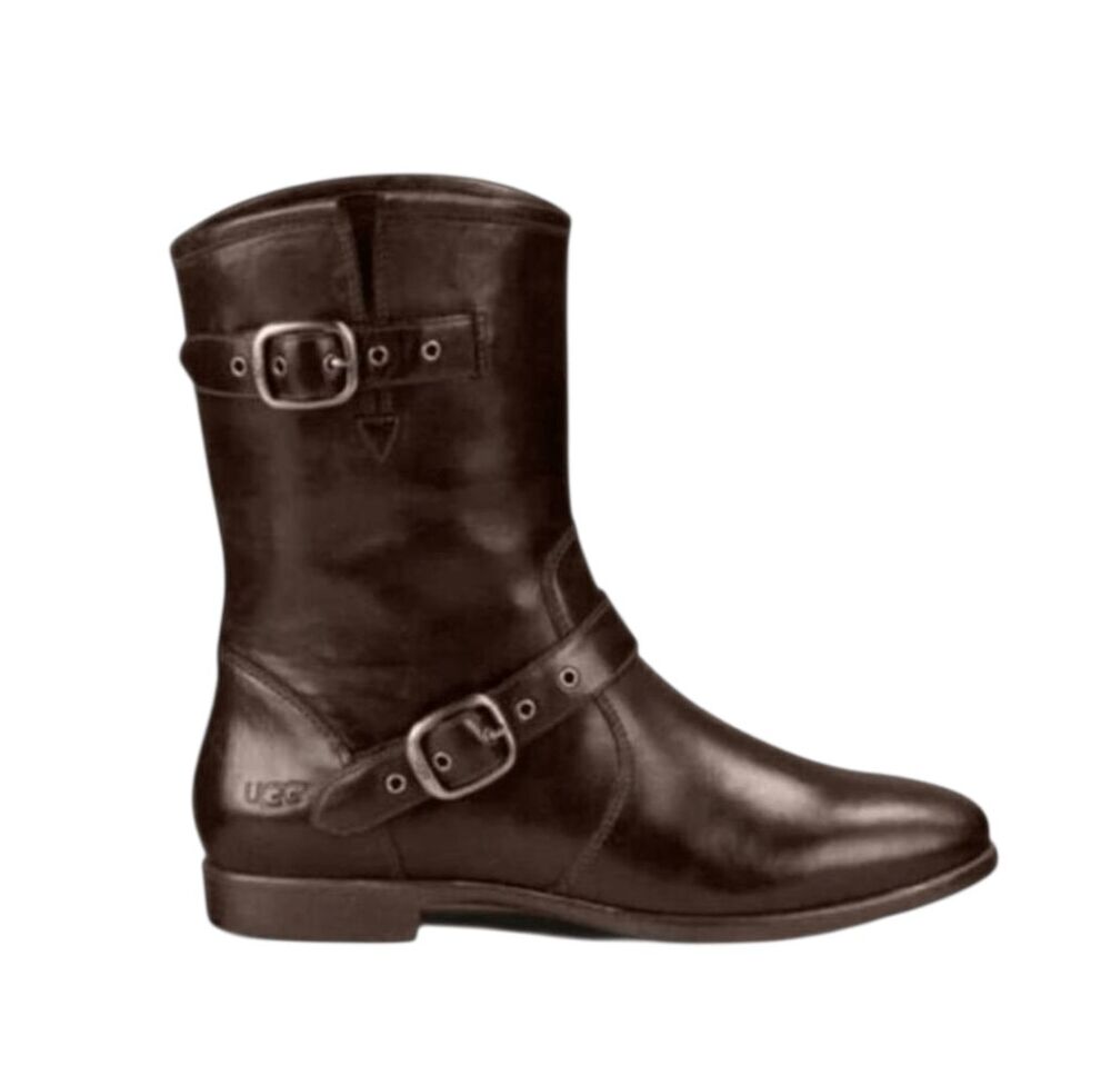 UGG Francis Brown Leather Mid Calf Boot Size 7.5